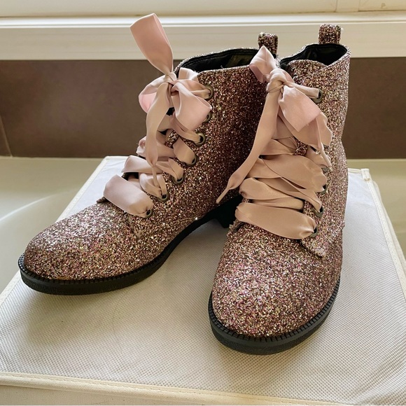 Sparkly Prom/wedding old rose glitter boots - Picture 2 of 5